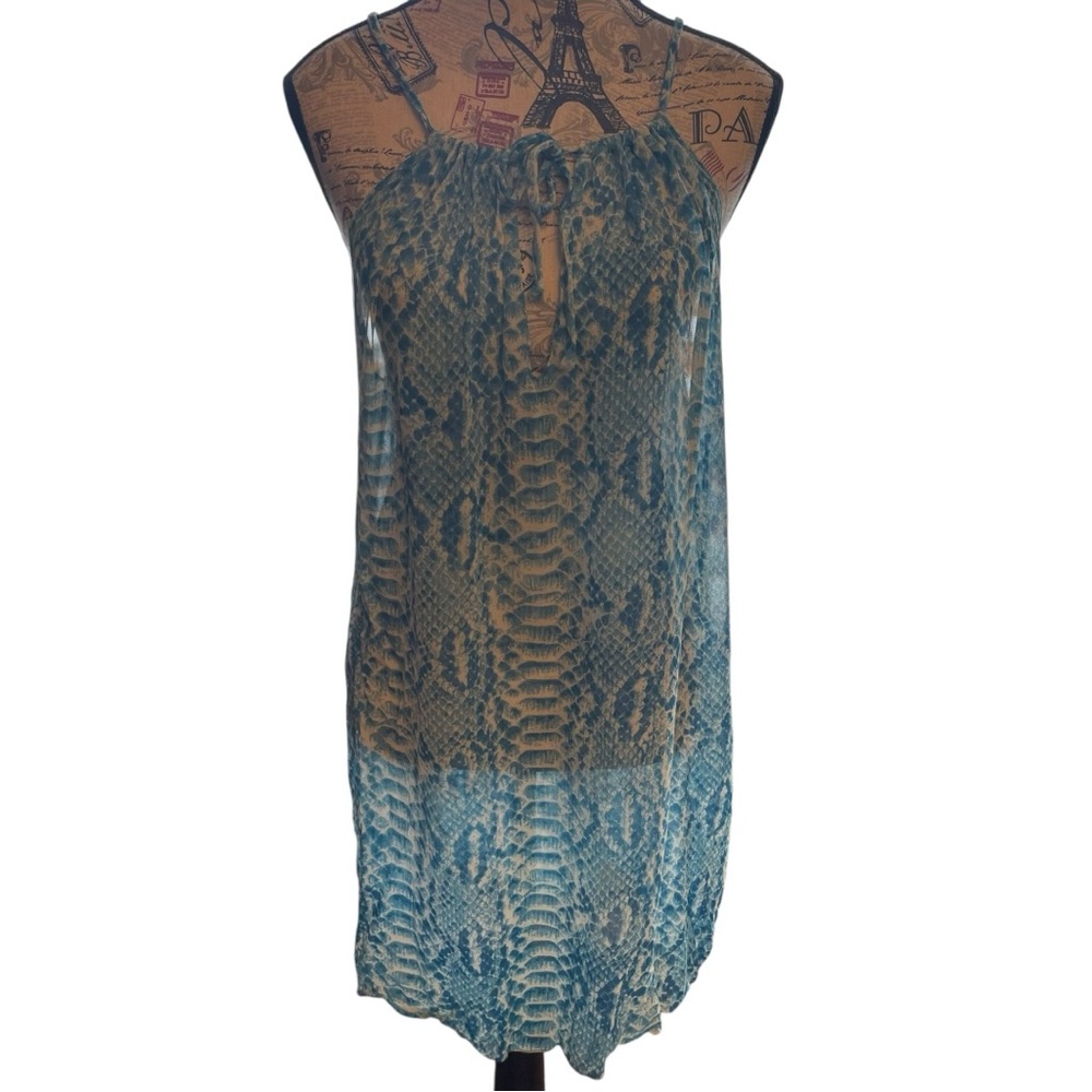 Carmen Marc Valvo Blue Snakeskin Swim Coverup